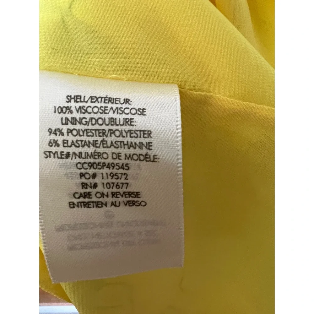 Alice + Olivia Yellow Floral Wrap Mini Dress Strappy V-Neck Size 8 Cocktail - Picture 8 of 8